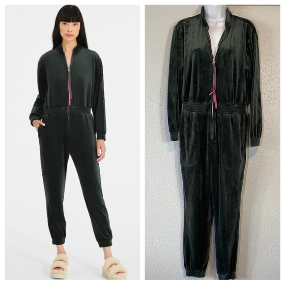 UGG Pants - UGG Hixson Dark Green/Grey Velour Jumpsuit